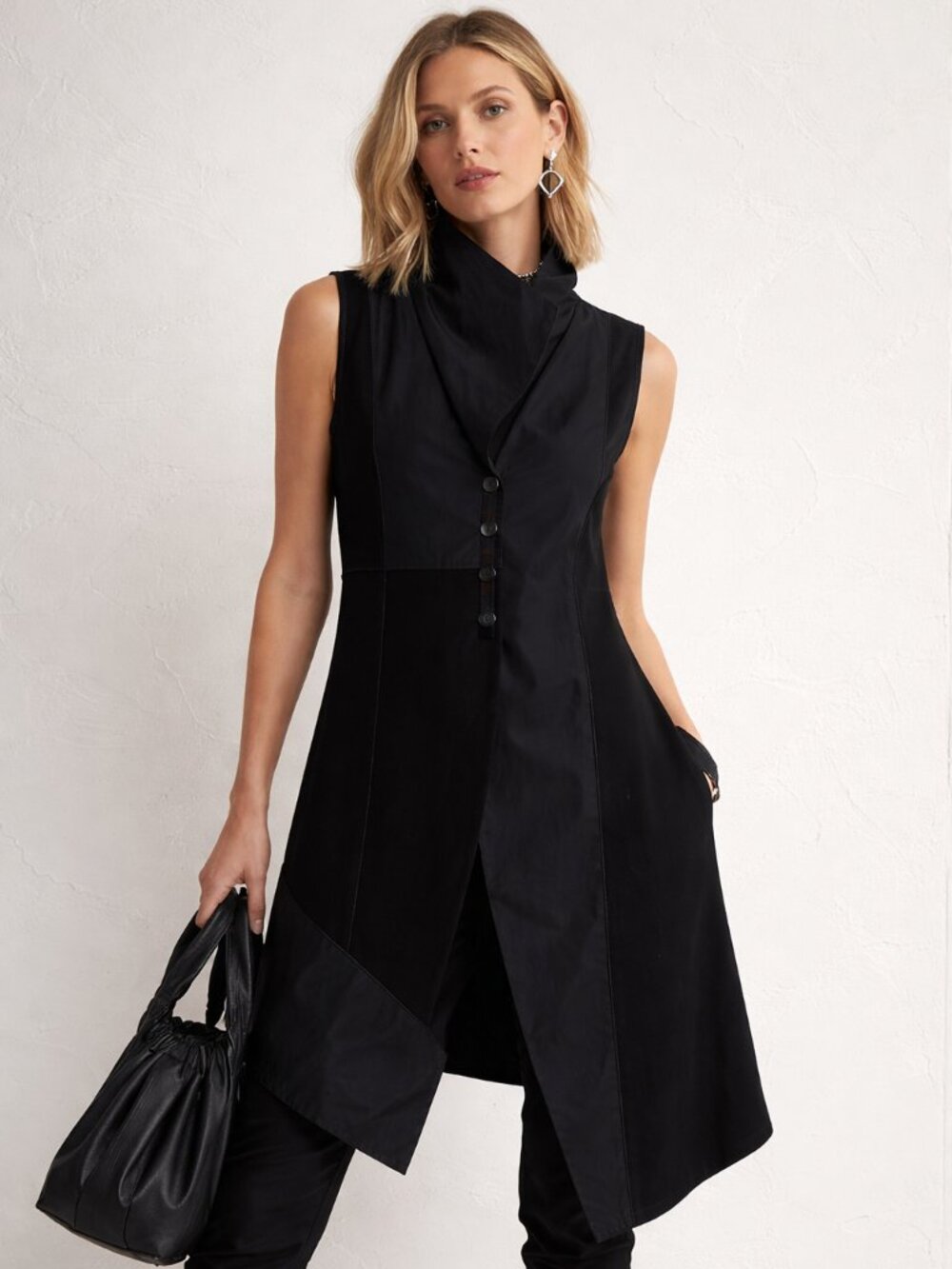 Porto Black Sleeveless Dress Medium Avant Garde Y2K USA Minimalist Chic